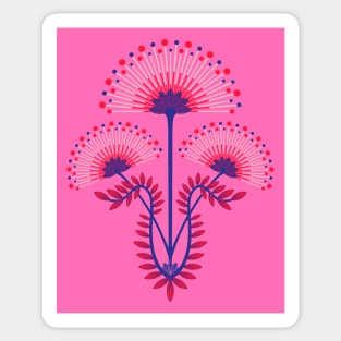 MIMOSA Art Deco Floral in Bright Red Royal Blue Pink - UnBlink Studio by Jackie Tahara Sticker